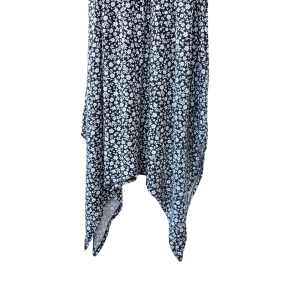 Derek Heart XL Empire‎ Waist Black White Floral Crochet Handkerchief Midi Dress - Picture 5 of 13